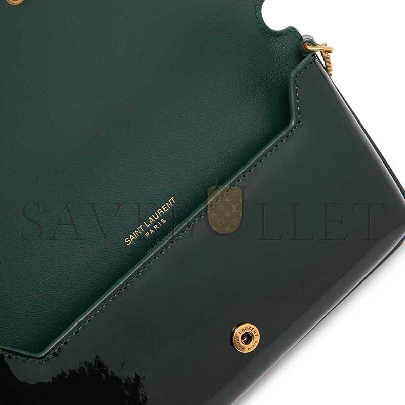 YSL MONOGRAM PHONE HOLDER WITH STRAP IN PATENT LEATHER 635095 (18*11*2cm)